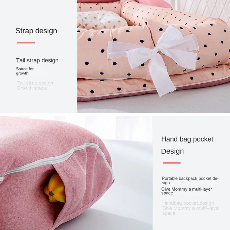 Infant Cotton Cradle Baby Toddler Bassinet Mattress Baby Nest for Boys Girls Travel Bag for Infants 0-24 Months