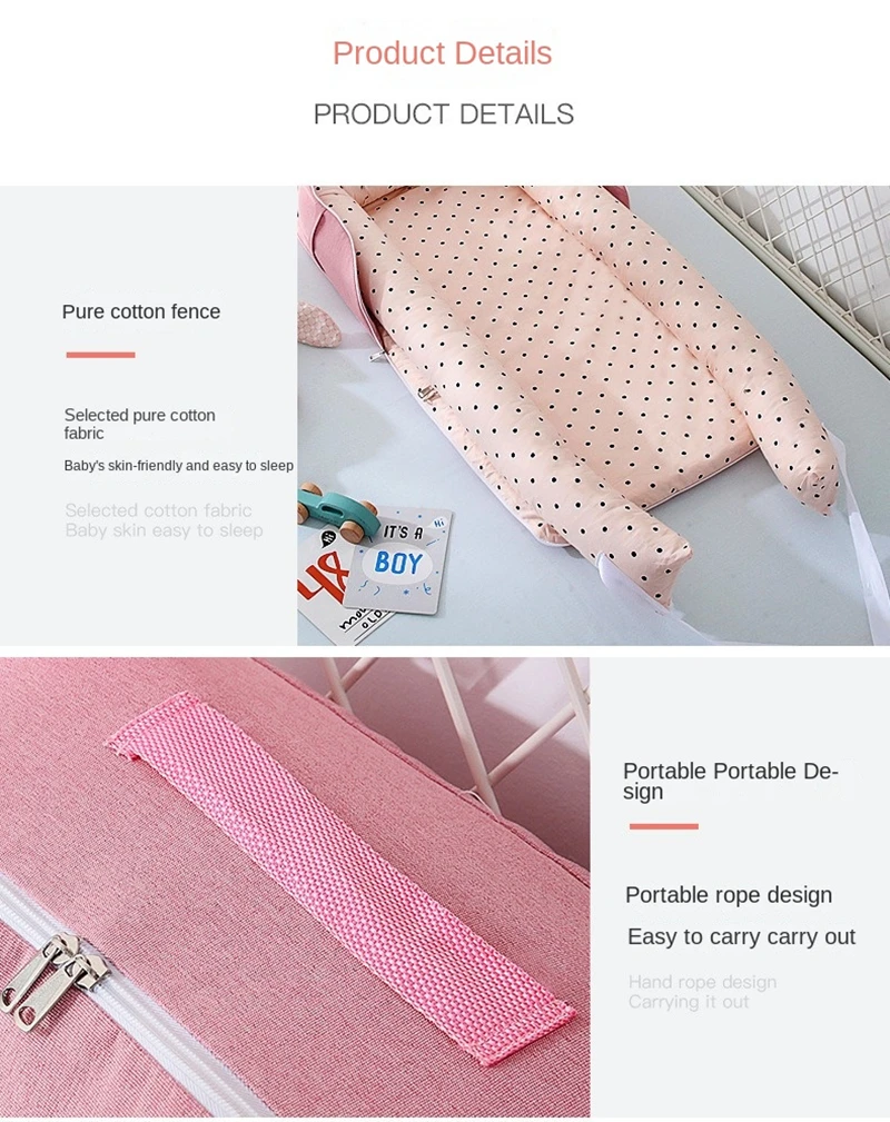 Infant Cotton Cradle Baby Toddler Bassinet Mattress Baby Nest for Boys Girls Travel Bag for Infants 0-24 Months
