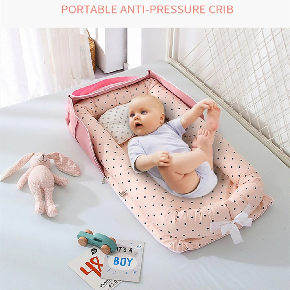 Infant Cotton Cradle Baby Toddler Bassinet Mattress Baby Nest for Boys Girls Travel Bag for Infants 0-24 Months