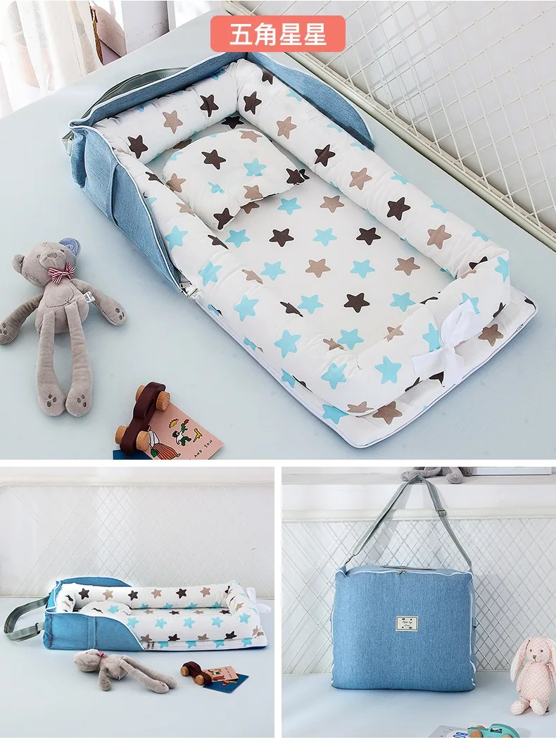 Infant Cotton Cradle Baby Toddler Bassinet Mattress Baby Nest for Boys Girls Travel Bag for Infants 0-24 Months