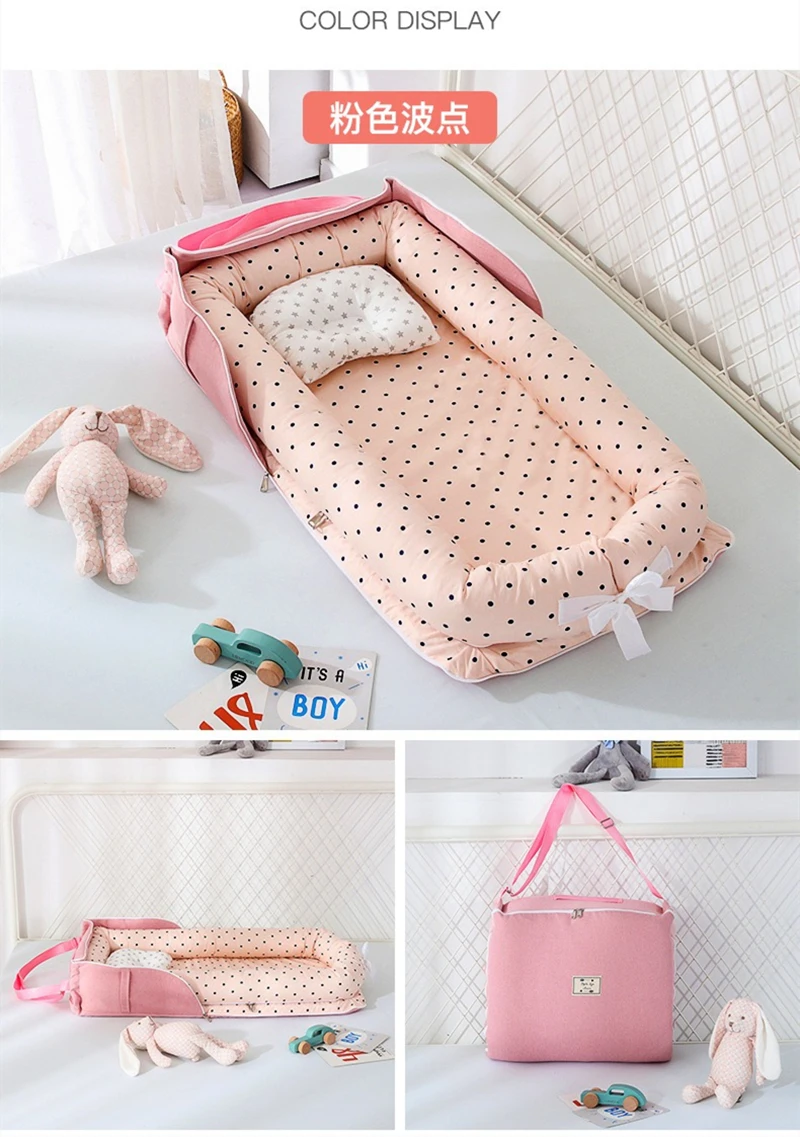 Infant Cotton Cradle Baby Toddler Bassinet Mattress Baby Nest for Boys Girls Travel Bag for Infants 0-24 Months