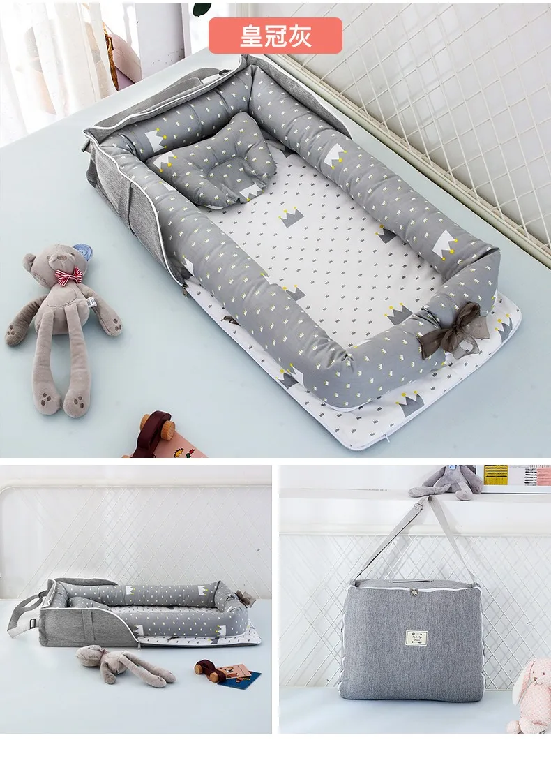 Infant Cotton Cradle Baby Toddler Bassinet Mattress Baby Nest for Boys Girls Travel Bag for Infants 0-24 Months