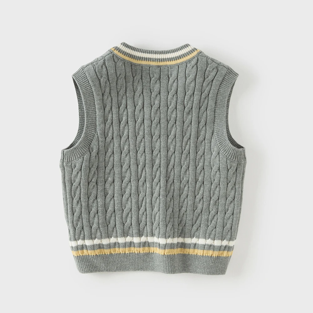 Dave Bella Boys Sweater Vest Autumn Spring Kids Pure Cotton Waistcoat Sleeveless Fashion Shoulder Top Children Clothes DB1261090