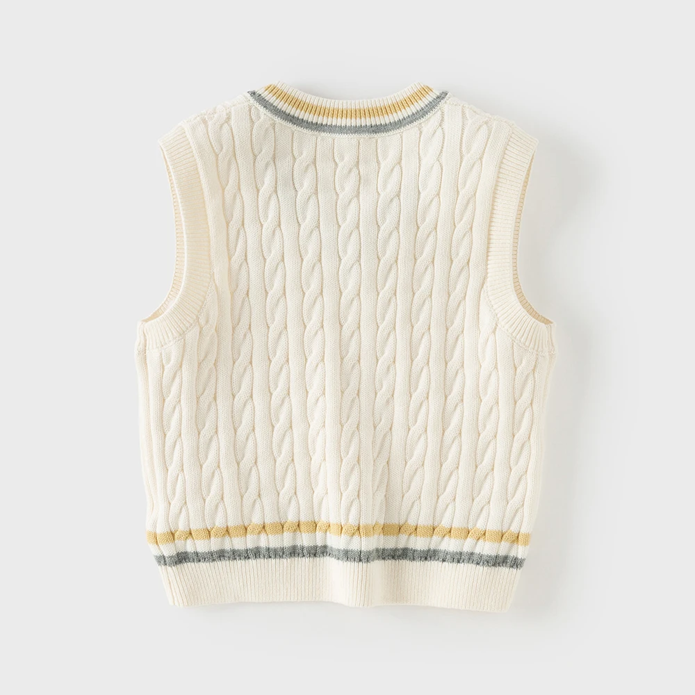 Dave Bella Boys Sweater Vest Autumn Spring Kids Pure Cotton Waistcoat Sleeveless Fashion Shoulder Top Children Clothes DB1261090