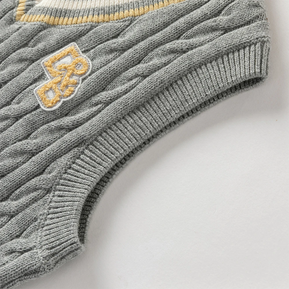 Dave Bella Boys Sweater Vest Autumn Spring Kids Pure Cotton Waistcoat Sleeveless Fashion Shoulder Top Children Clothes DB1261090