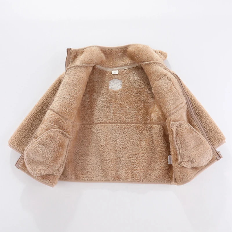 2025 New Autumn Winter Boys Jacket Warm Fleece Baby Coat Fashion Zipper Hooded Children Outerwear 1 2 3 4 5 6 7 Yrs Kids Clothes