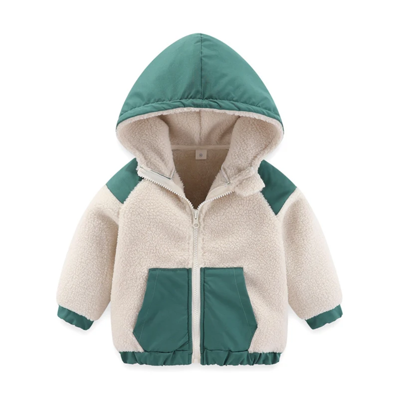 2025 New Autumn Winter Boys Jacket Warm Fleece Baby Coat Fashion Zipper Hooded Children Outerwear 1 2 3 4 5 6 7 Yrs Kids Clothes