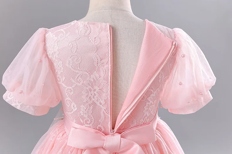 Fashion Flower Girl Dresses for Weddings Mesh Lace Short Sleeve Girls Sequin Dress Summer Children Evening Dresses 3-13 Years