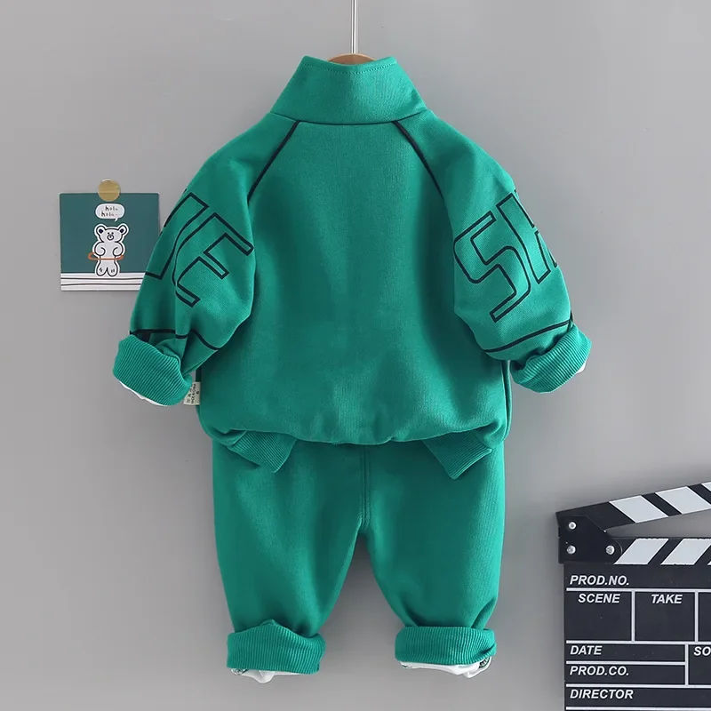 Autumn Baby Boys Clothes Suit Children Jacket Pants 2Pcs/Sets Kid Clothing Infant Costume Toddler Tracksuits Black