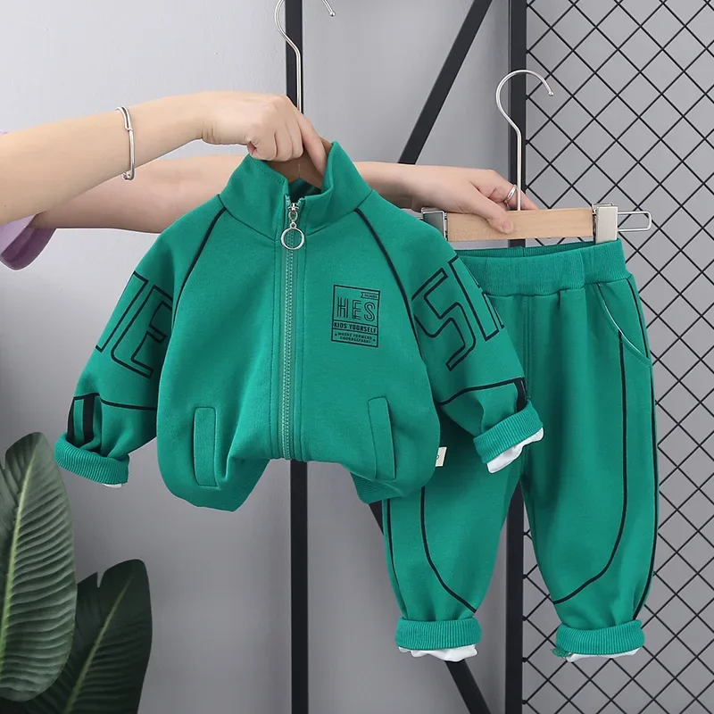 Autumn Baby Boys Clothes Suit Children Jacket Pants 2Pcs/Sets Kid Clothing Infant Costume Toddler Tracksuits Black