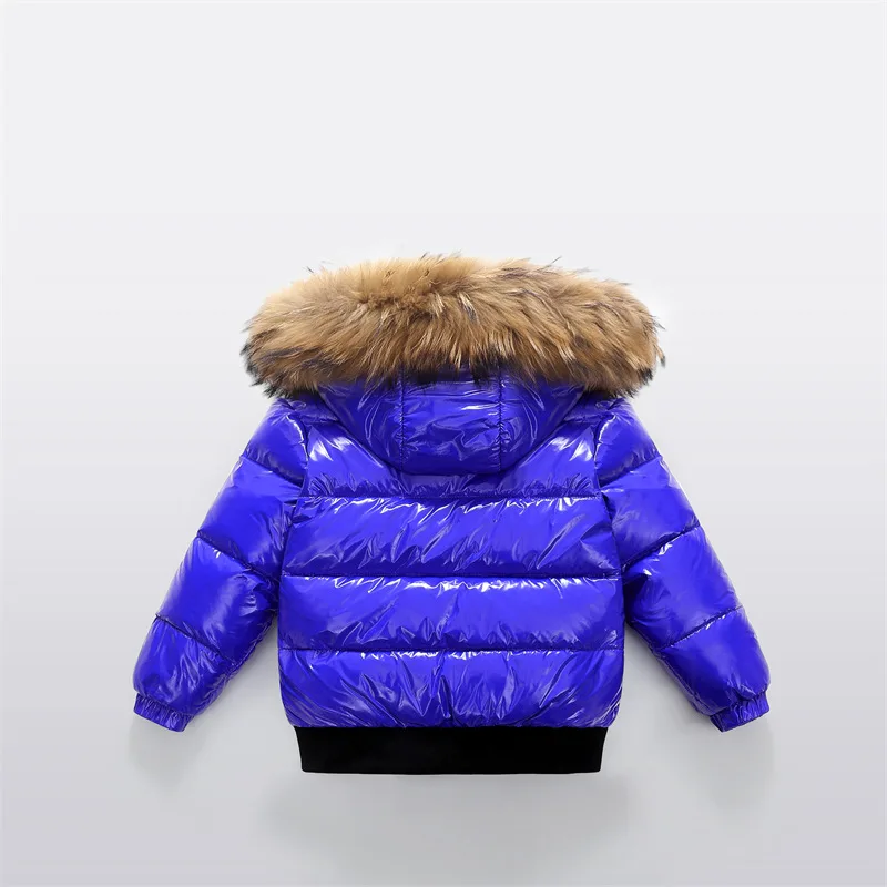 2-10Y Children's Genuine Down Jacket Kids Large Fur Collar Thickened Boys Girls Warm Jacket Waterproof Teenagers Winter Coat