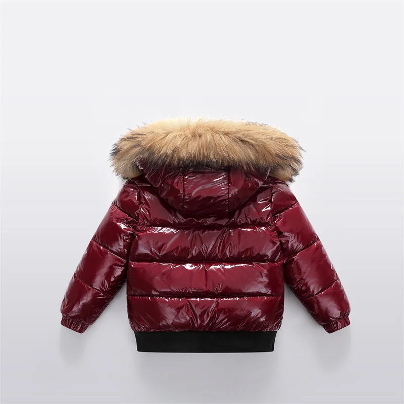 2-10Y Children's Genuine Down Jacket Kids Large Fur Collar Thickened Boys Girls Warm Jacket Waterproof Teenagers Winter Coat