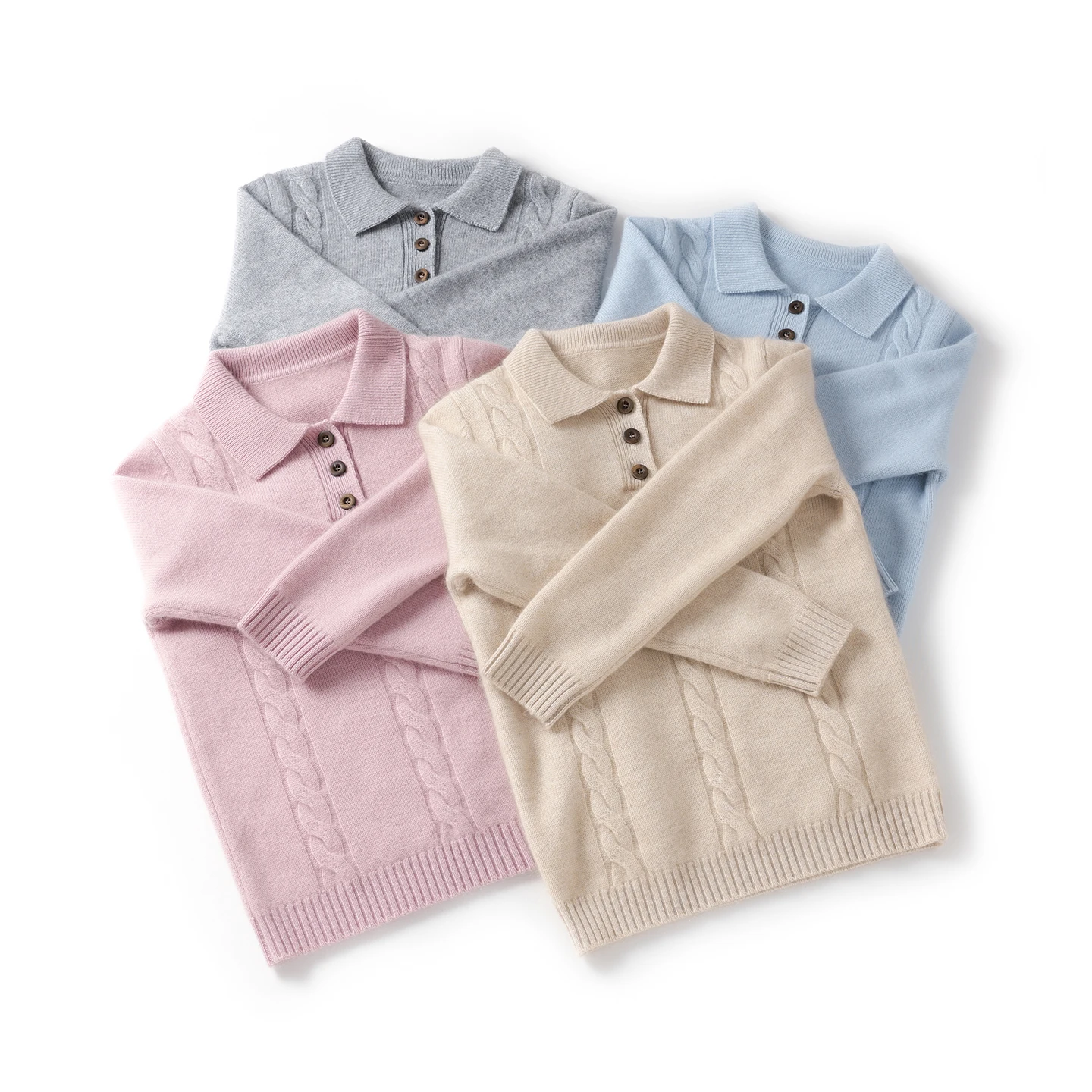 ADDONEE Children Cashmere Polo Pullover Autumn Winter Thick Warm 100% Cashmere Sweater Kid Clothes Cable Knit High Quality