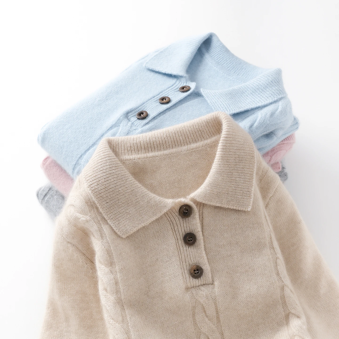 ADDONEE Children Cashmere Polo Pullover Autumn Winter Thick Warm 100% Cashmere Sweater Kid Clothes Cable Knit High Quality