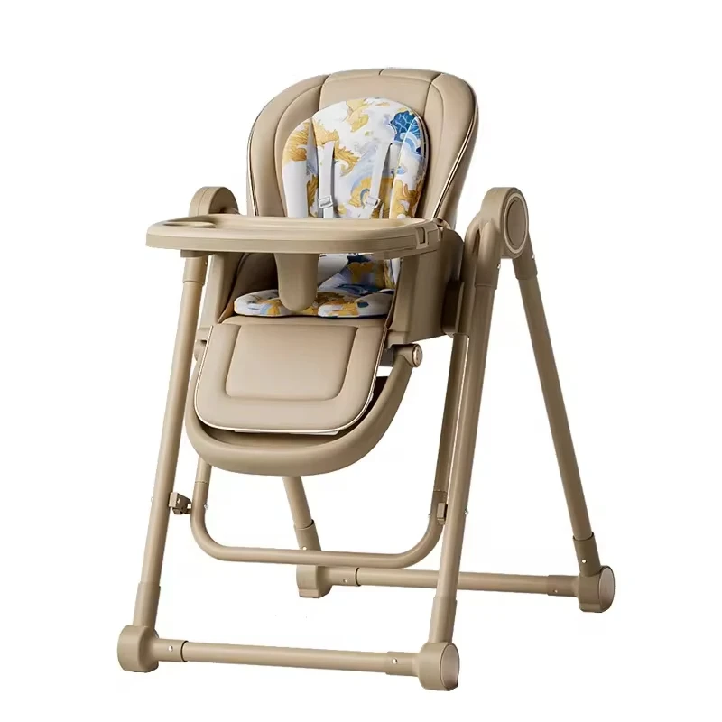 Multifunction Children Dining Chair Adjustable 2-in-1 Smooth Cardan Wheel Foldable Toddler Reclining Chair Highchair for Baby