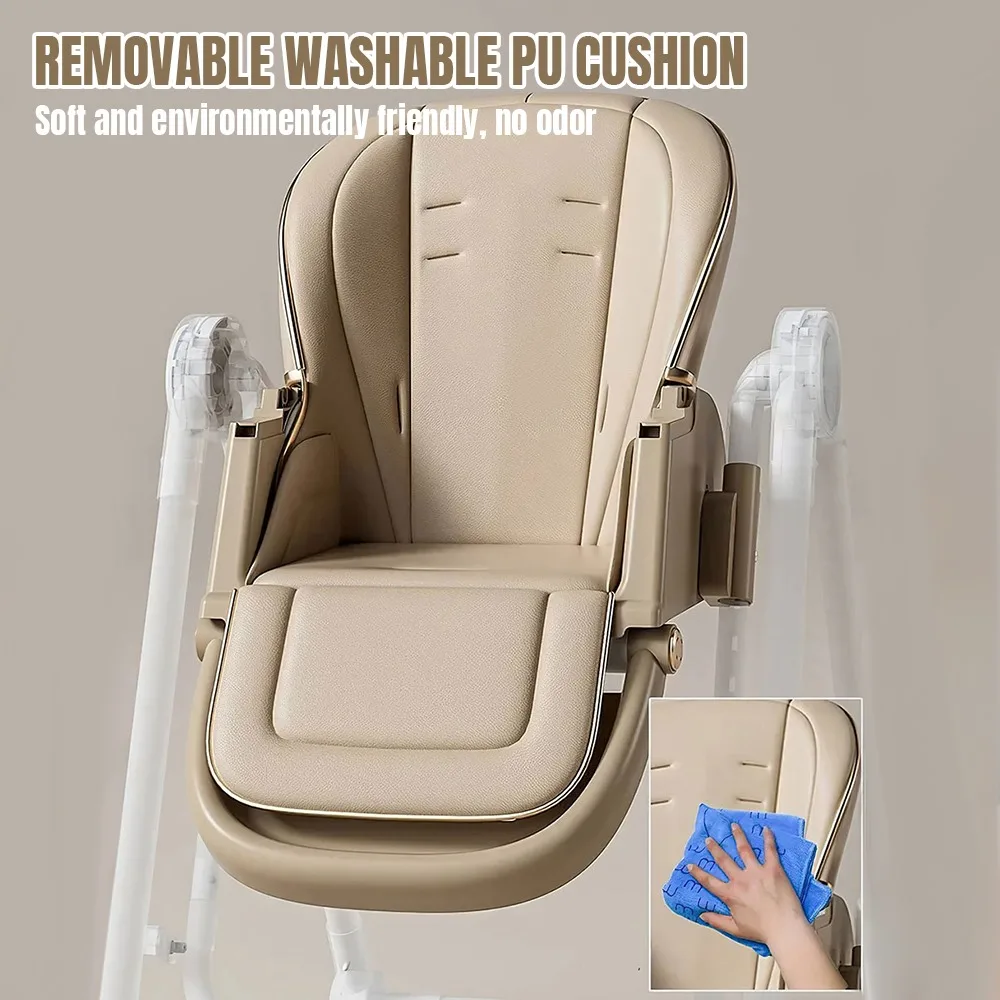 Multifunction Children Dining Chair Adjustable 2-in-1 Smooth Cardan Wheel Foldable Toddler Reclining Chair Highchair for Baby