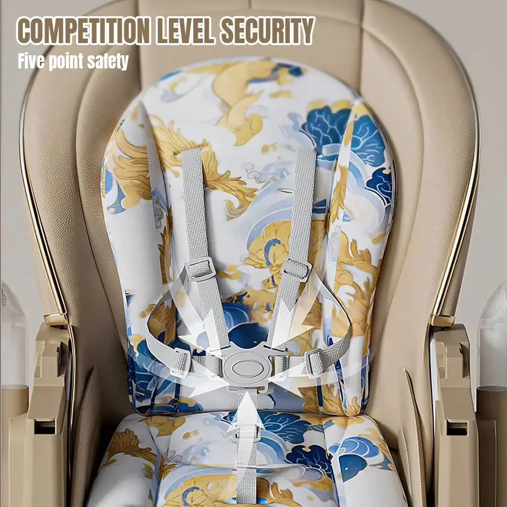 Multifunction Children Dining Chair Adjustable 2-in-1 Smooth Cardan Wheel Foldable Toddler Reclining Chair Highchair for Baby