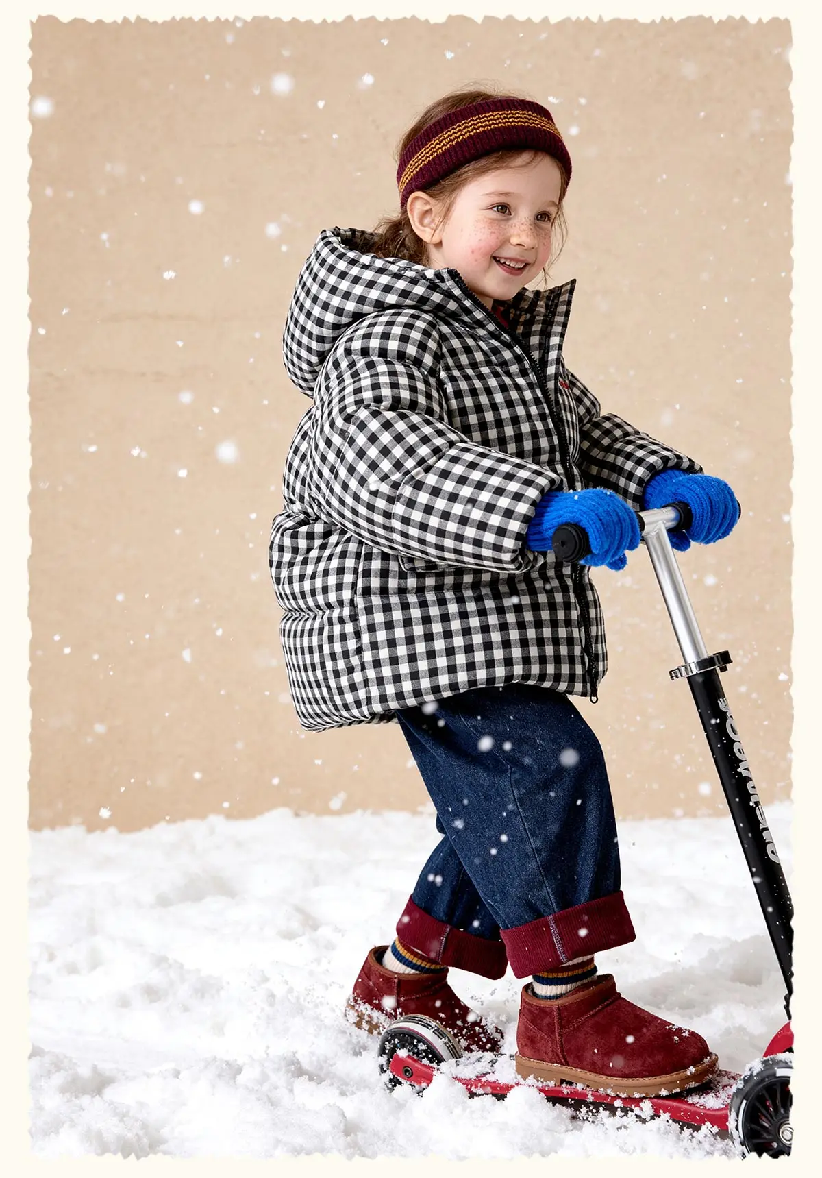 Amila 2026 Kids Winter Children's Mid Length Plaid Down Jacket Windproof, Waterproof, Warm Hooded Jacket, College Style