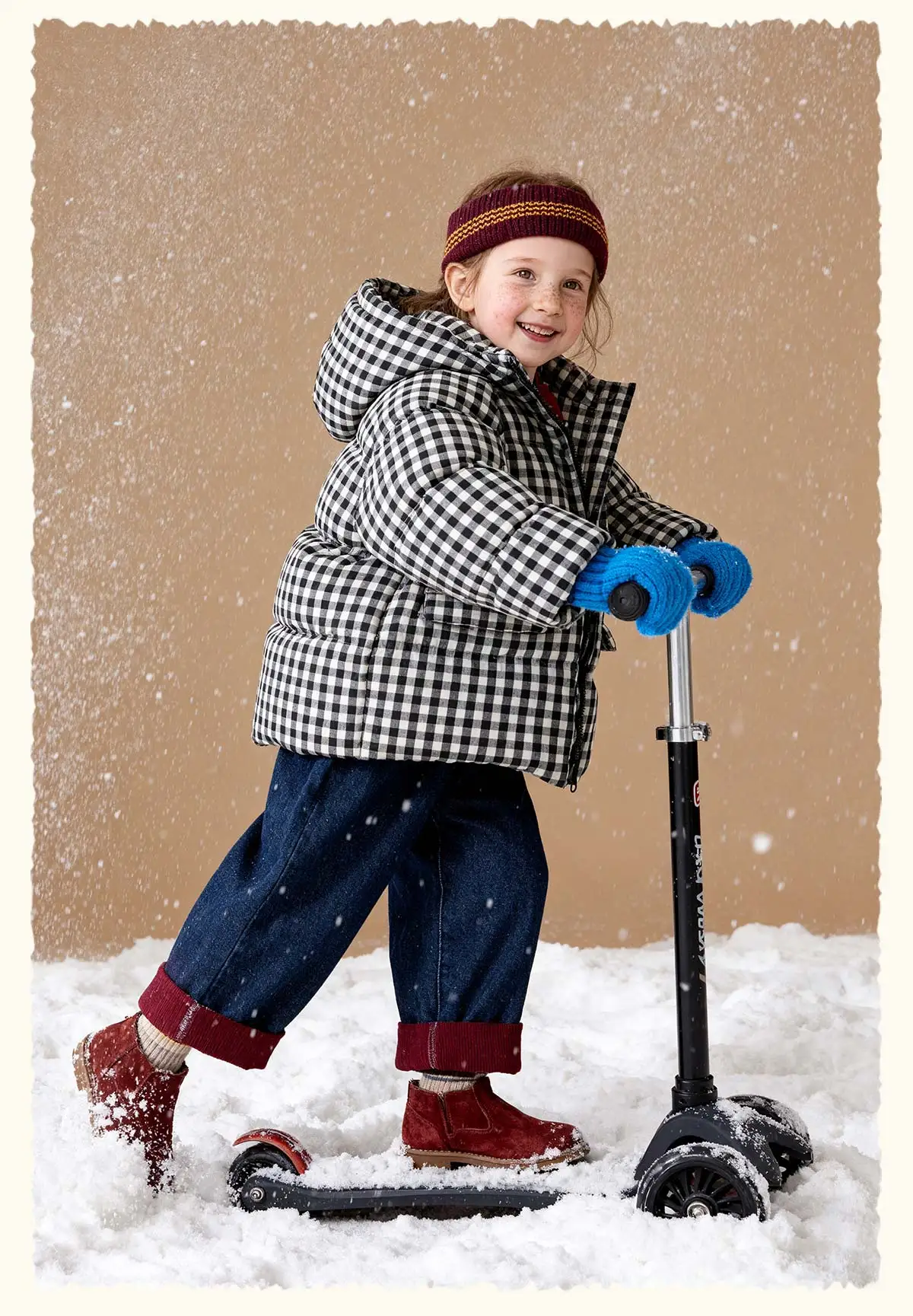 Amila 2026 Kids Winter Children's Mid Length Plaid Down Jacket Windproof, Waterproof, Warm Hooded Jacket, College Style