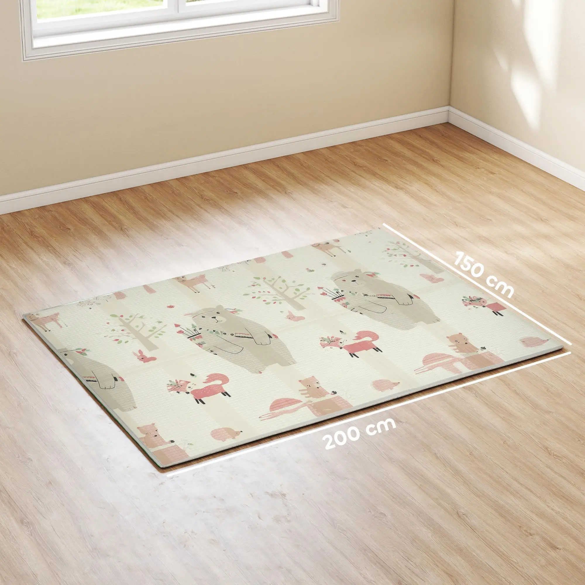 AIYAPLAY Baby Play Mat Reversible Foldable 200x150cm 1.5 cm Foam Non-Slip