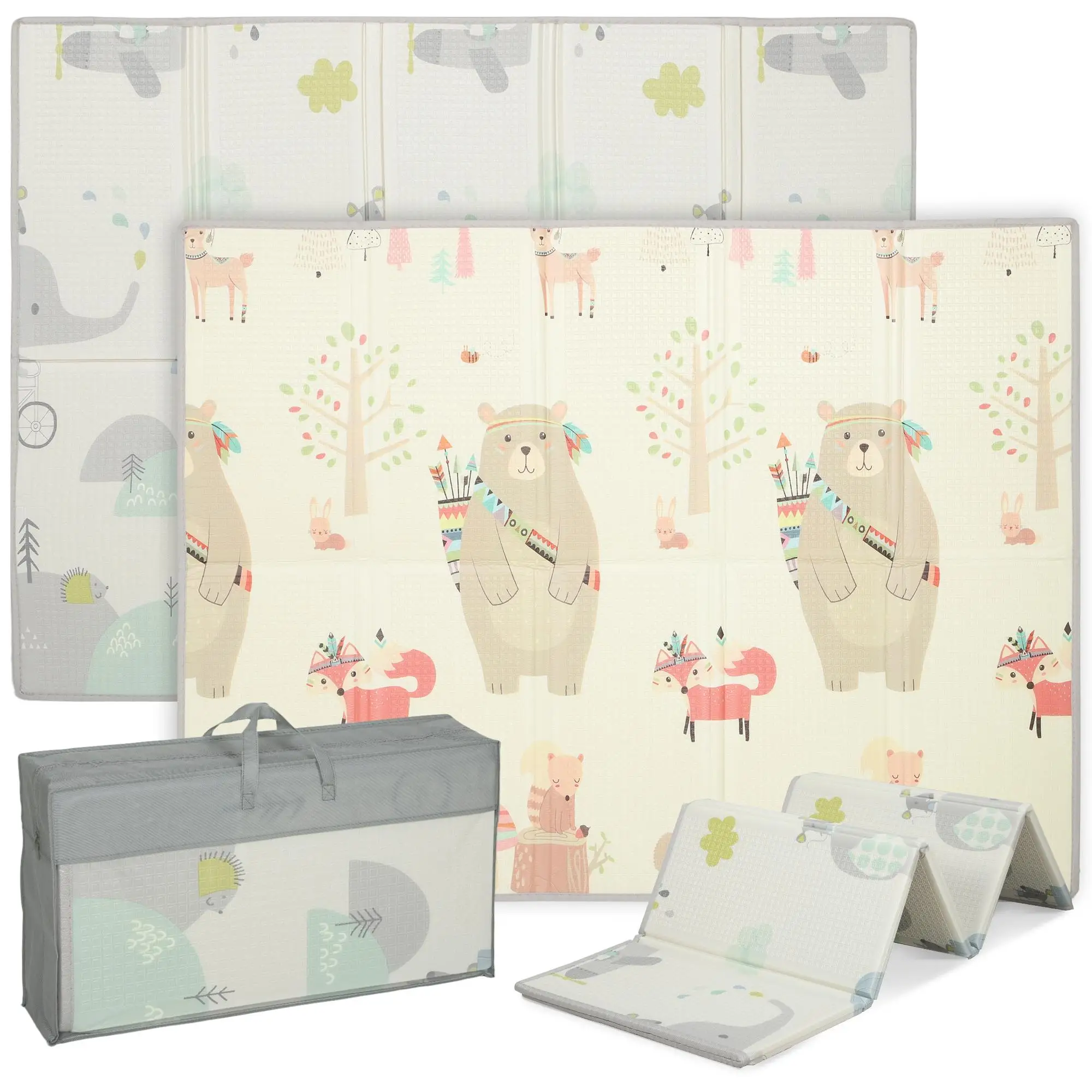 AIYAPLAY Baby Play Mat Reversible Foldable 200x150cm 1.5 cm Foam Non-Slip