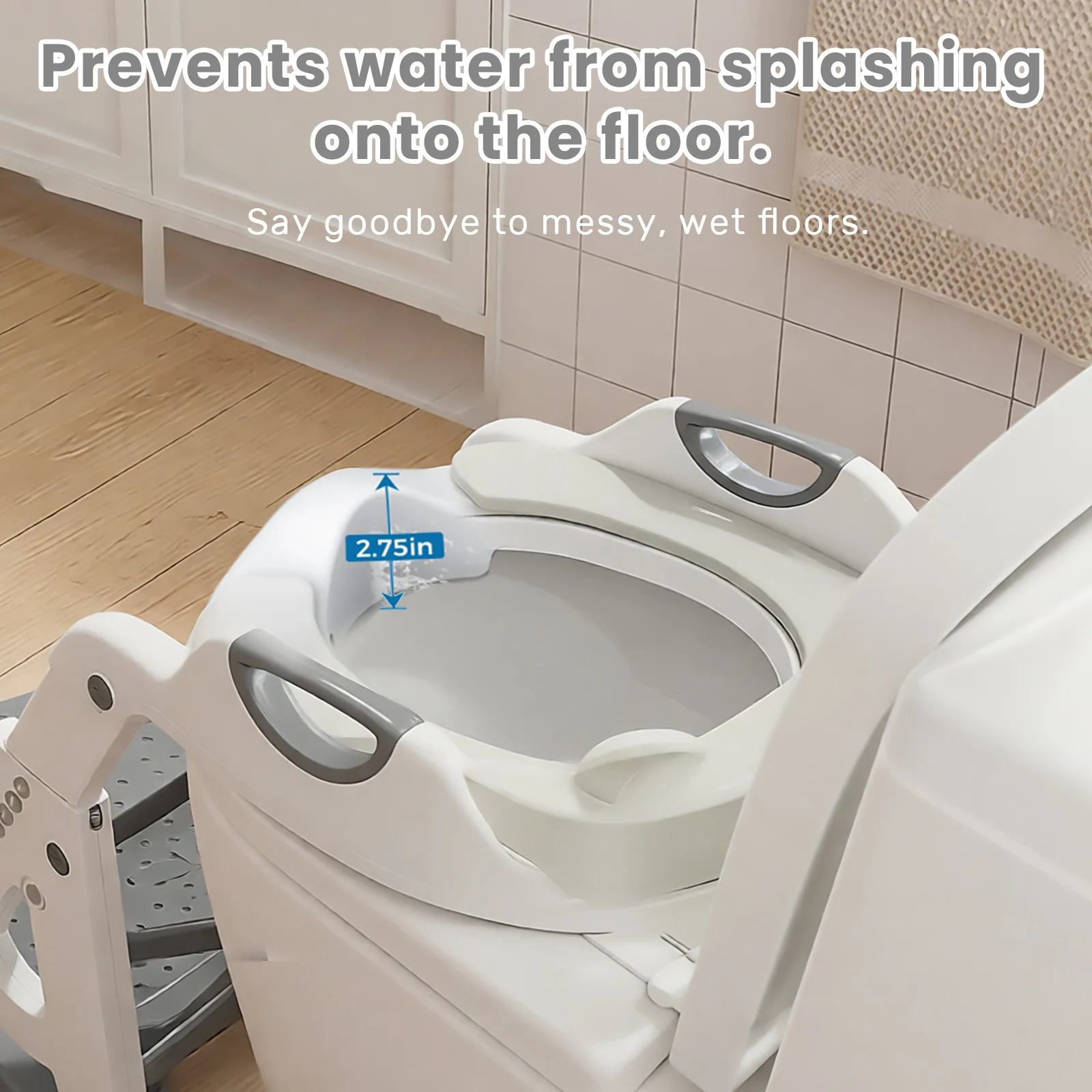 Potty Training Seat, 2 in 1 Potty Training Toilet with Step Stool for Boys Girls, Toddler Toilet Seat with Stabilizer Bar