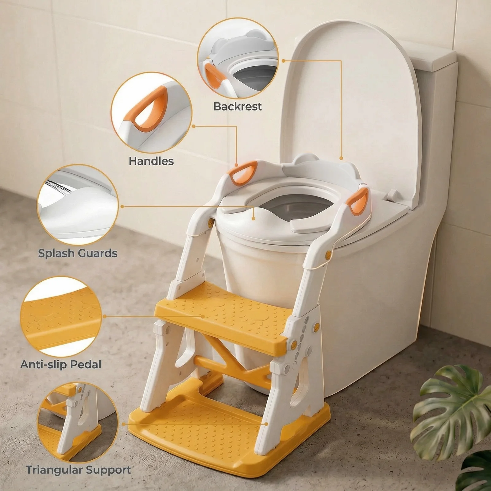 Potty Training Seat, 2 in 1 Potty Training Toilet with Step Stool for Boys Girls, Toddler Toilet Seat with Stabilizer Bar