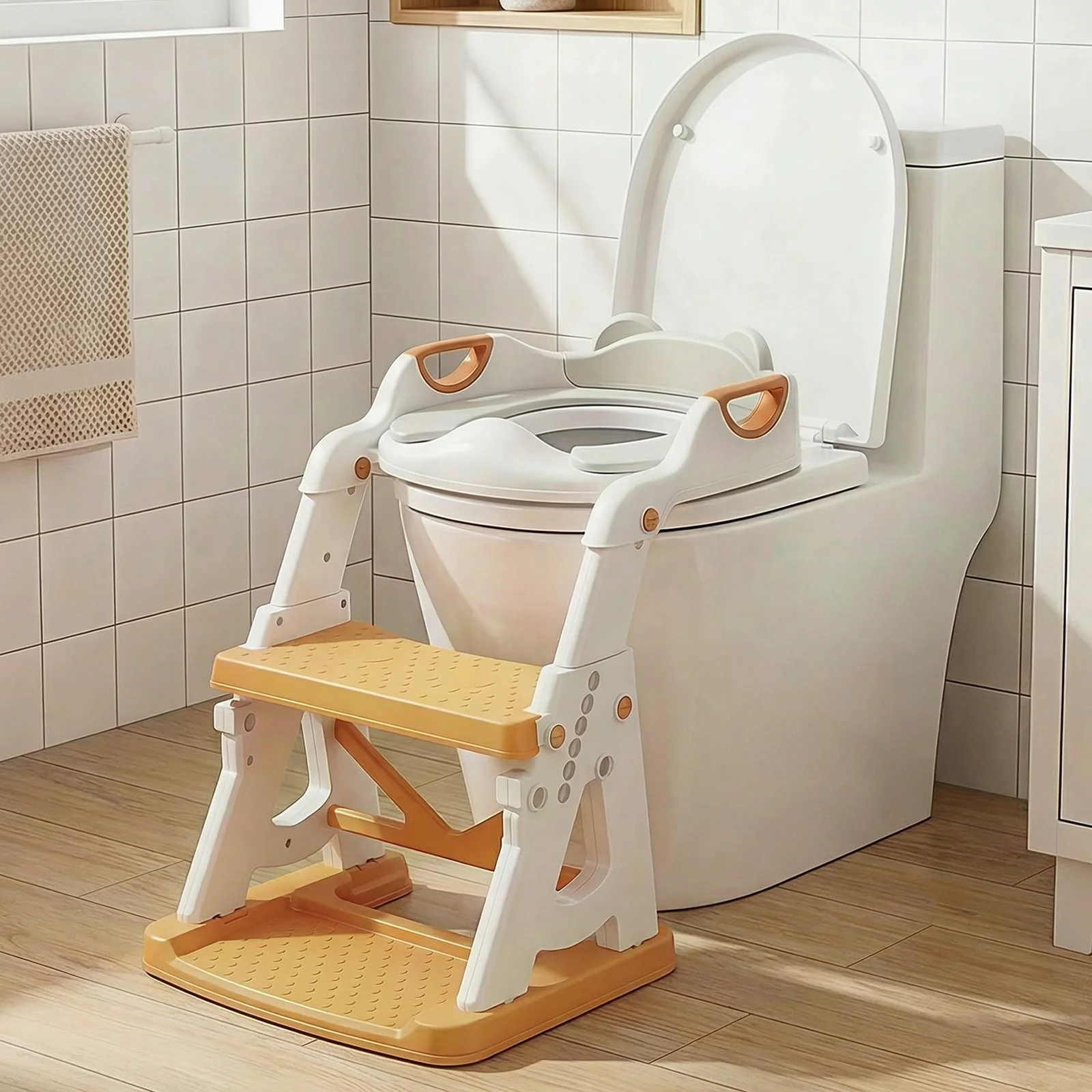 Potty Training Seat, 2 in 1 Potty Training Toilet with Step Stool for Boys Girls, Toddler Toilet Seat with Stabilizer Bar
