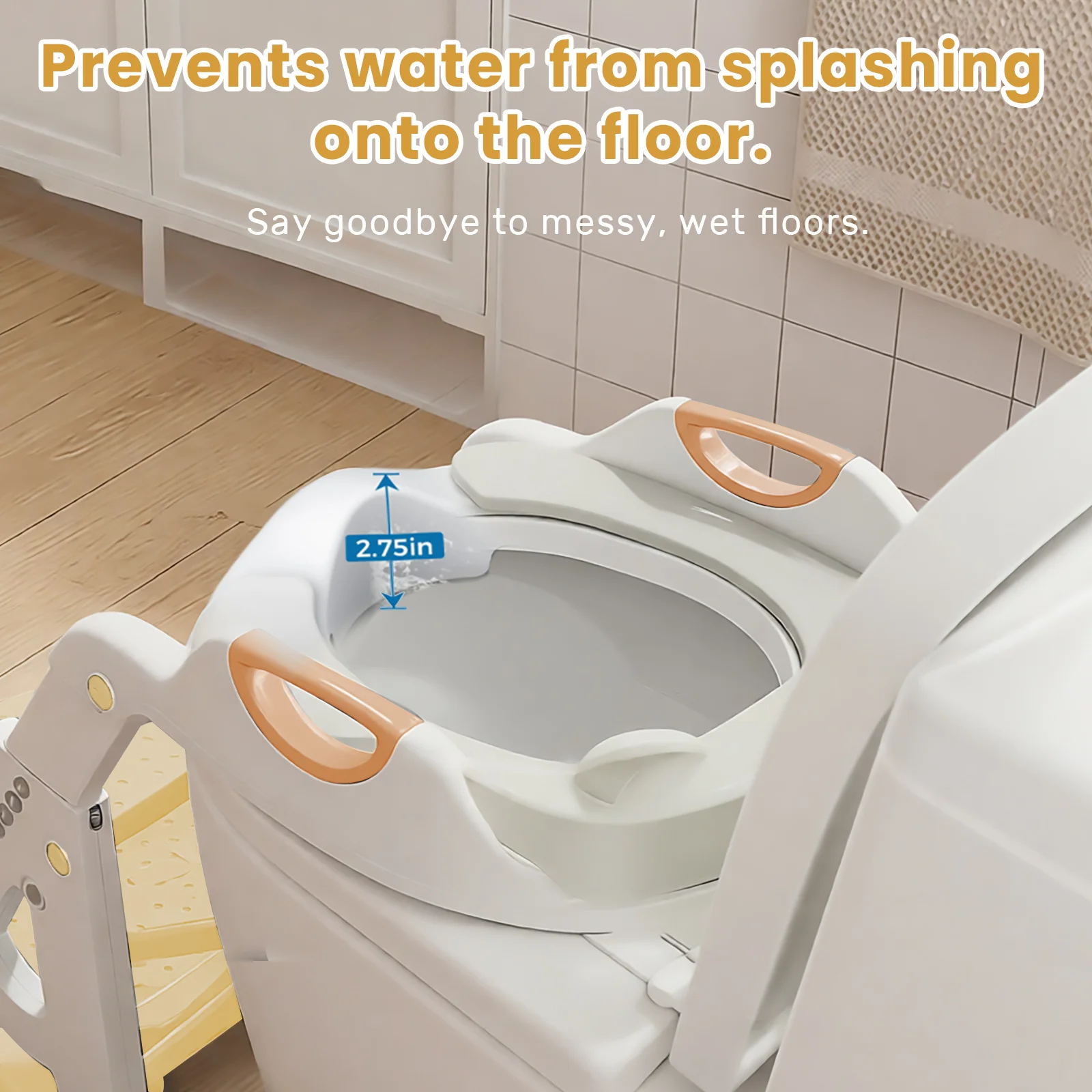 Potty Training Seat, 2 in 1 Potty Training Toilet with Step Stool for Boys Girls, Toddler Toilet Seat with Stabilizer Bar