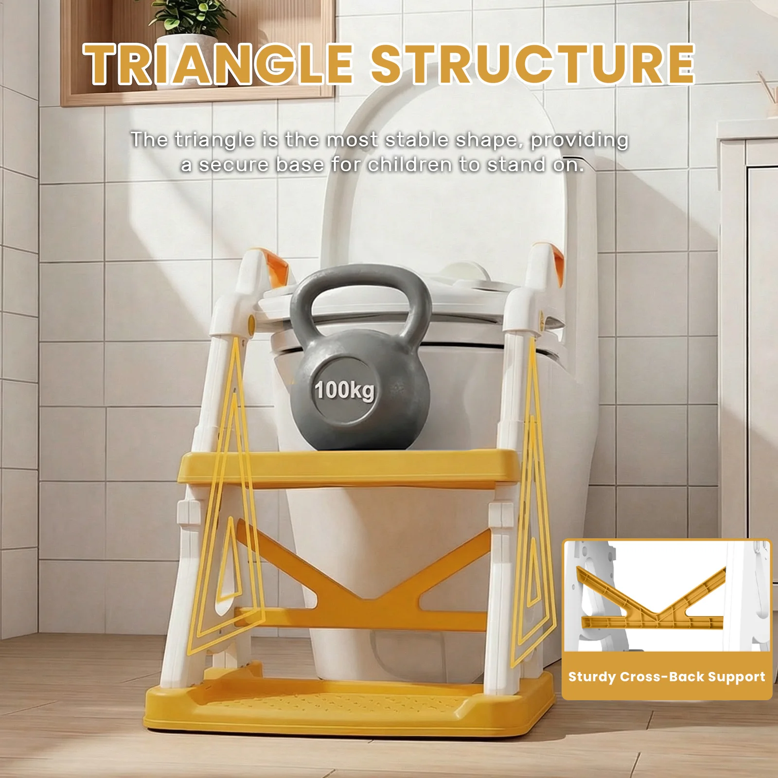 Potty Training Seat, 2 in 1 Potty Training Toilet with Step Stool for Boys Girls, Toddler Toilet Seat with Stabilizer Bar