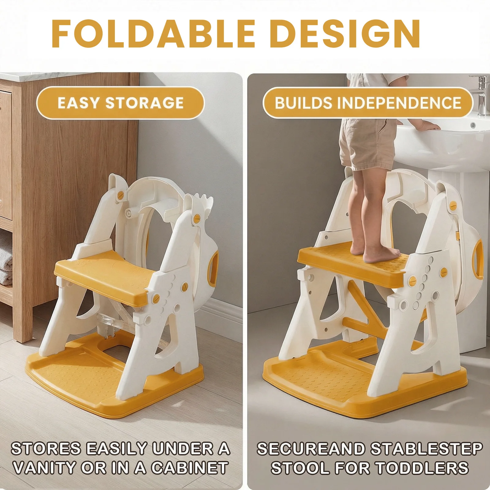 Potty Training Seat, 2 in 1 Potty Training Toilet with Step Stool for Boys Girls, Toddler Toilet Seat with Stabilizer Bar