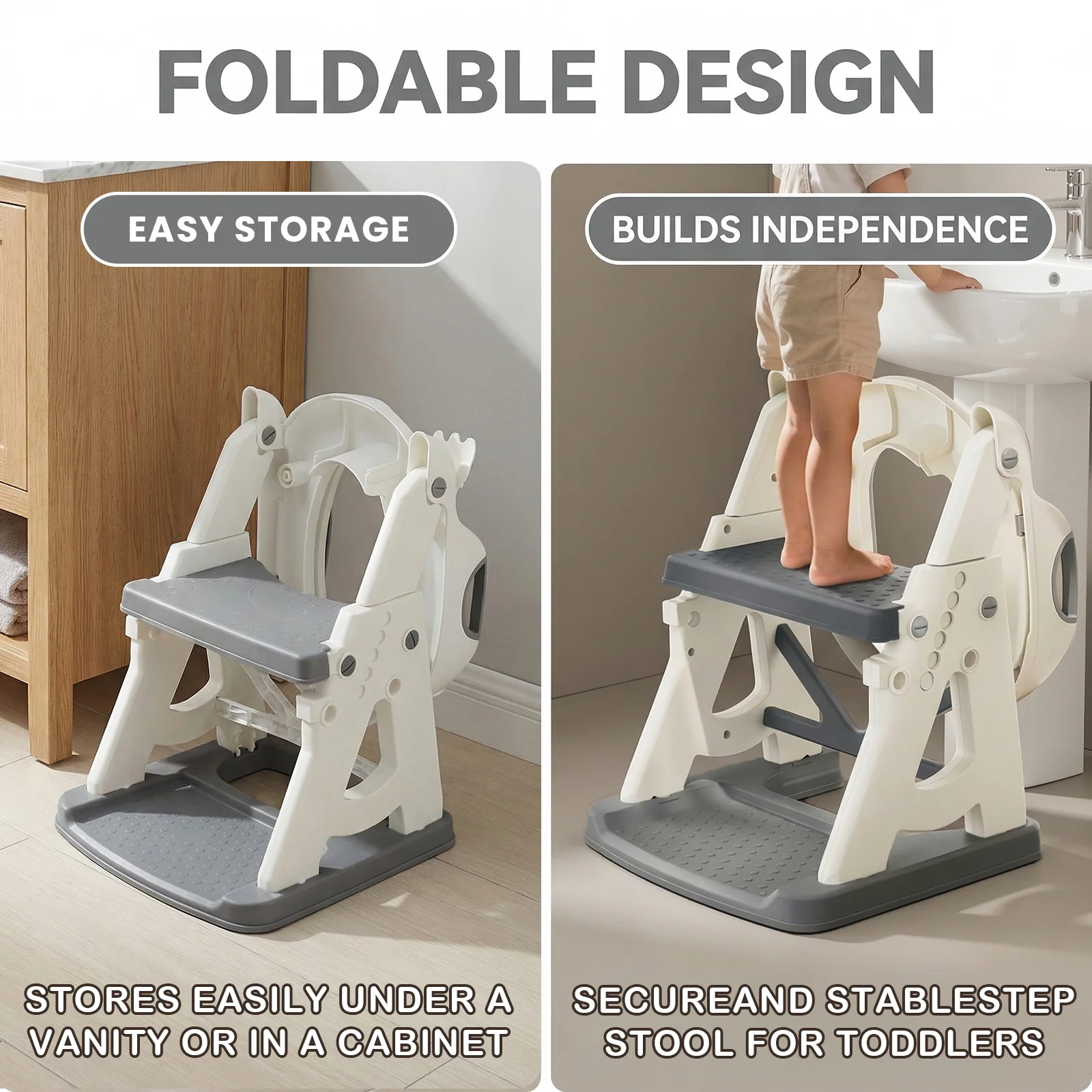 Potty Training Seat, 2 in 1 Potty Training Toilet with Step Stool for Boys Girls, Toddler Toilet Seat with Stabilizer Bar