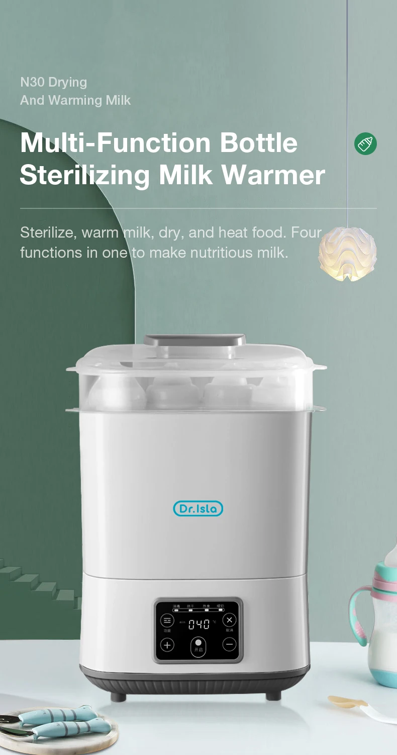 MAMIJOY Multi-function Baby Bottle Sterilizer With Drying 5 In1 Fast Bottle Heater Capacity Milk Bottle Warmer Auto Shut-Off N30