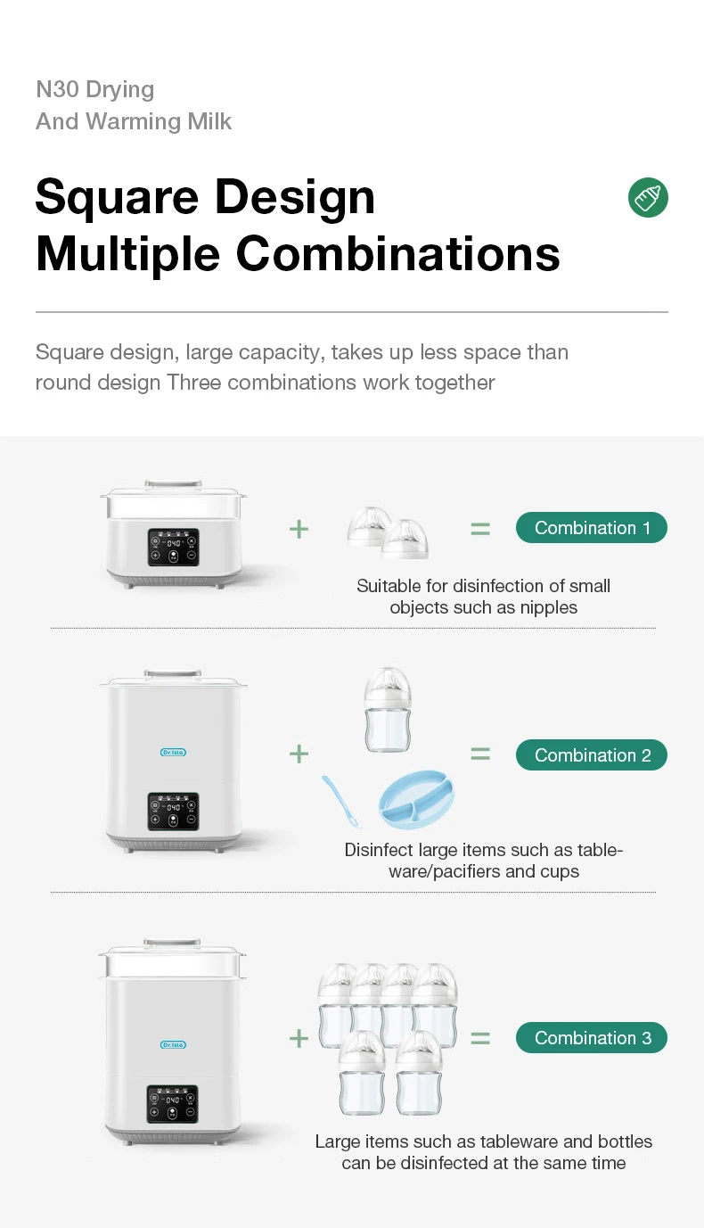 MAMIJOY Multi-function Baby Bottle Sterilizer With Drying 5 In1 Fast Bottle Heater Capacity Milk Bottle Warmer Auto Shut-Off N30