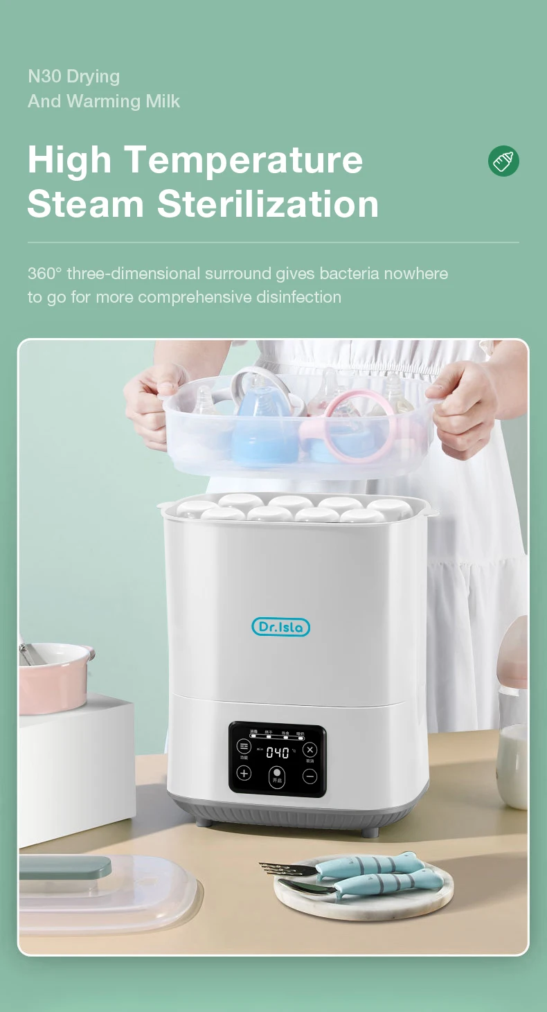 MAMIJOY Multi-function Baby Bottle Sterilizer With Drying 5 In1 Fast Bottle Heater Capacity Milk Bottle Warmer Auto Shut-Off N30