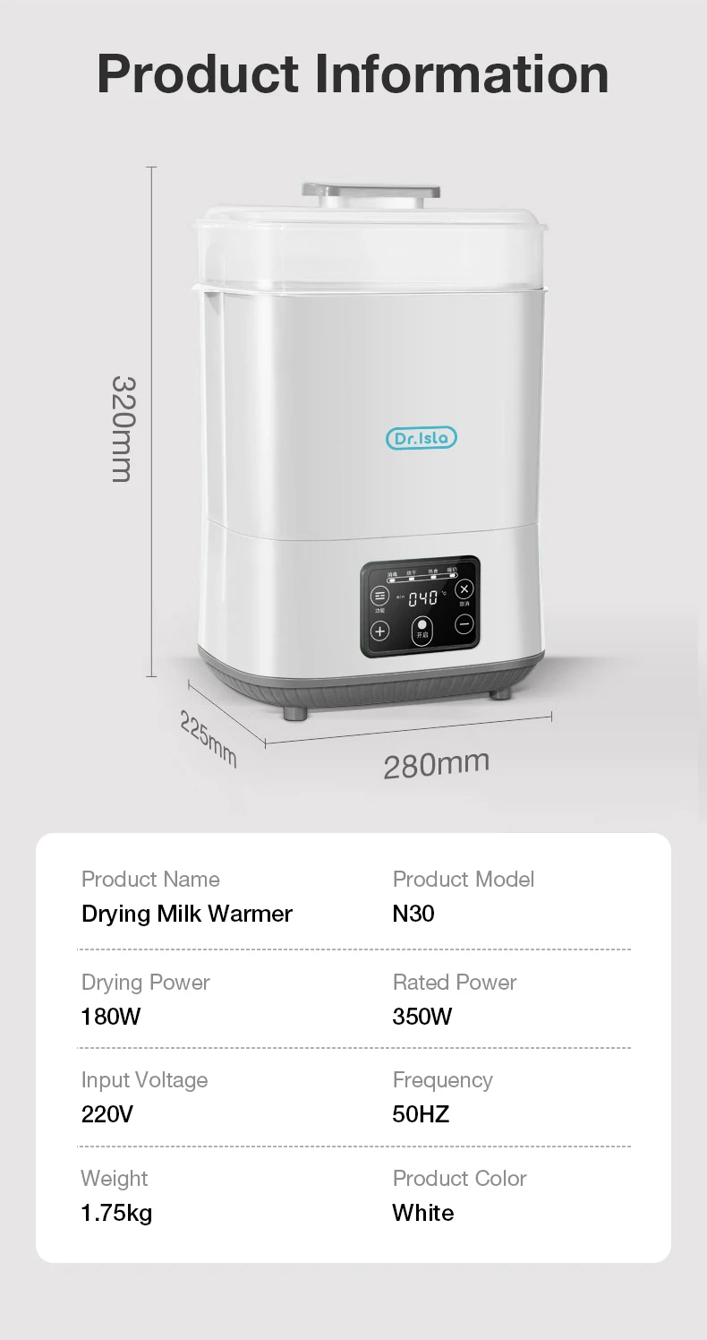 MAMIJOY Multi-function Baby Bottle Sterilizer With Drying 5 In1 Fast Bottle Heater Capacity Milk Bottle Warmer Auto Shut-Off N30