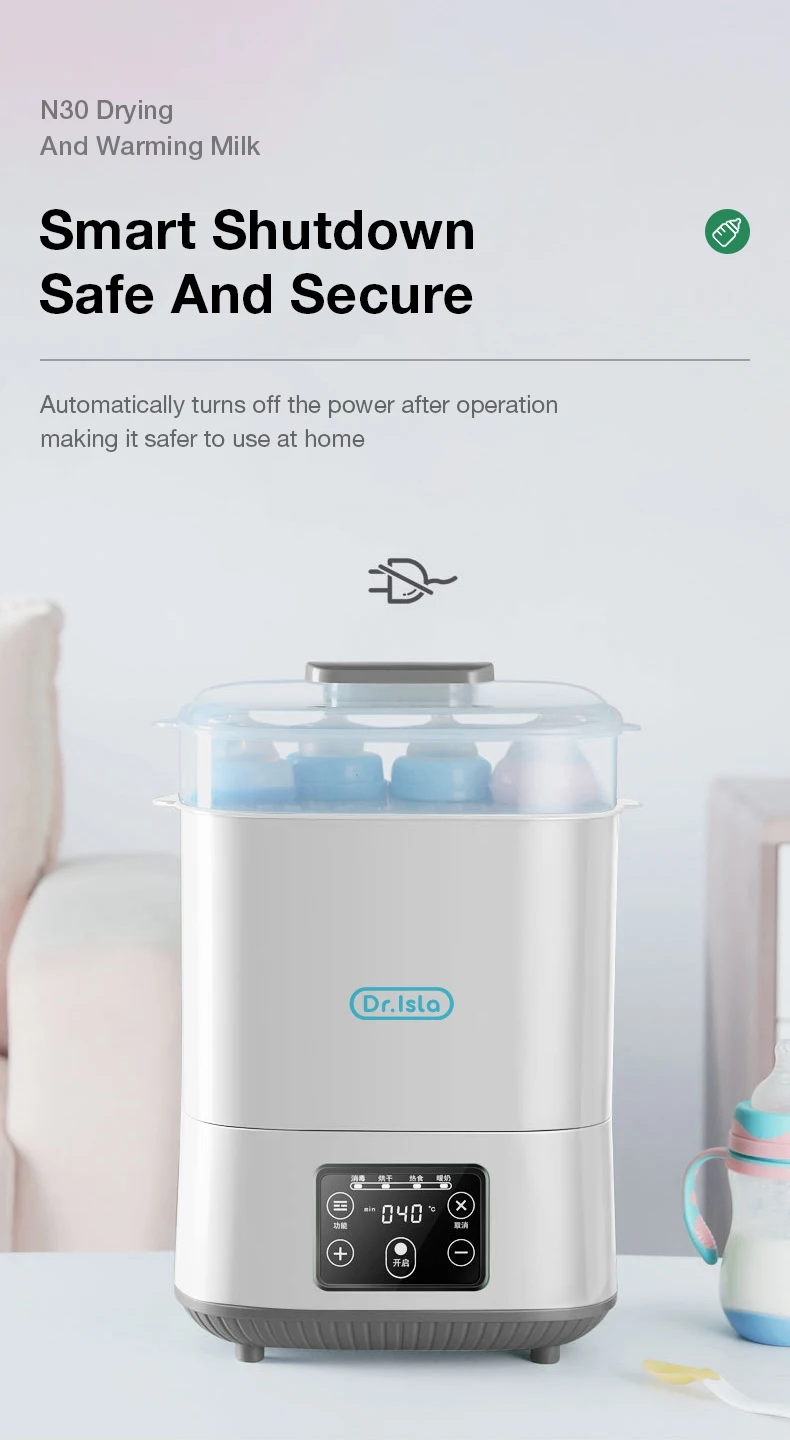 MAMIJOY Multi-function Baby Bottle Sterilizer With Drying 5 In1 Fast Bottle Heater Capacity Milk Bottle Warmer Auto Shut-Off N30