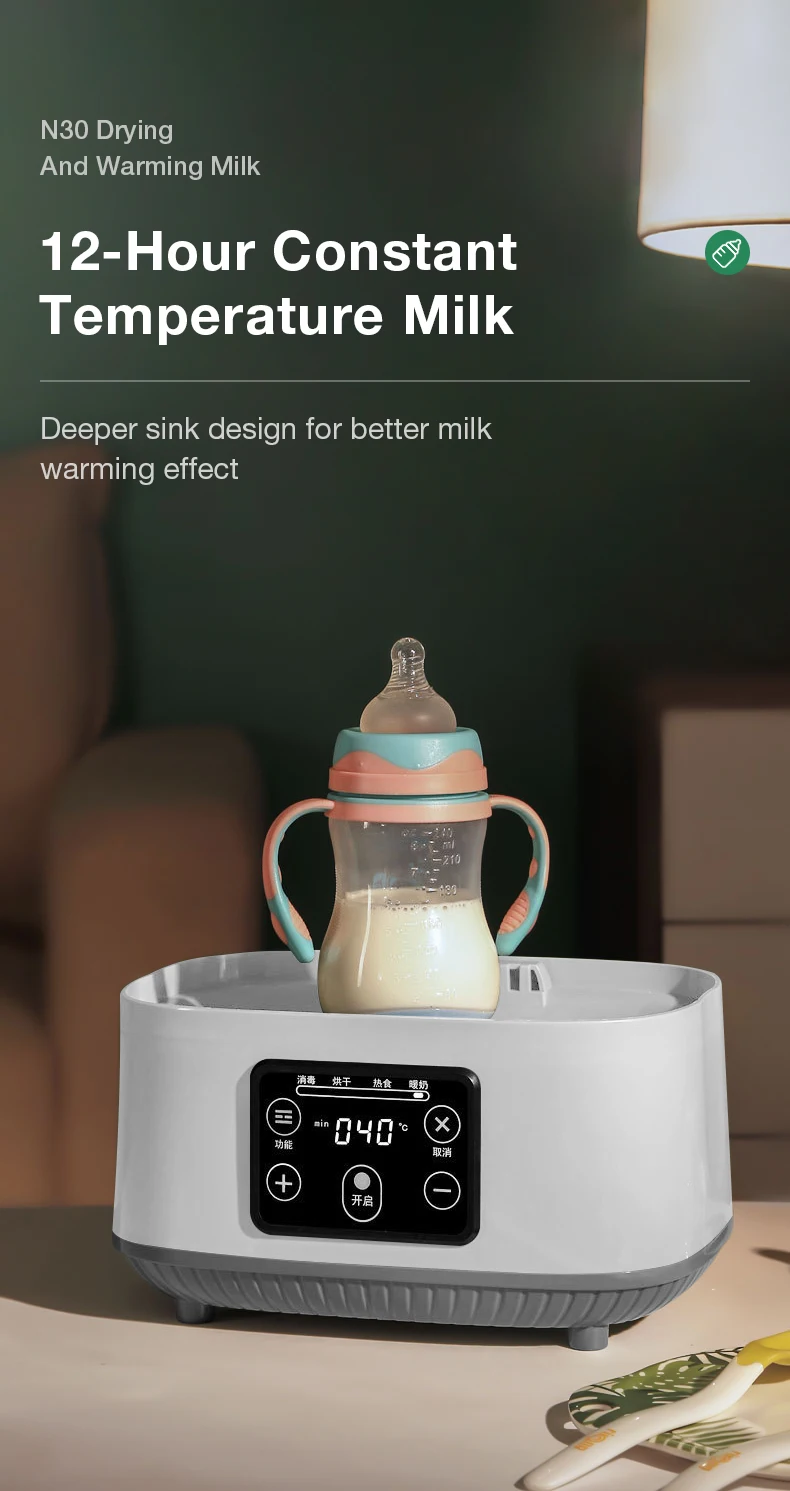 MAMIJOY Multi-function Baby Bottle Sterilizer With Drying 5 In1 Fast Bottle Heater Capacity Milk Bottle Warmer Auto Shut-Off N30