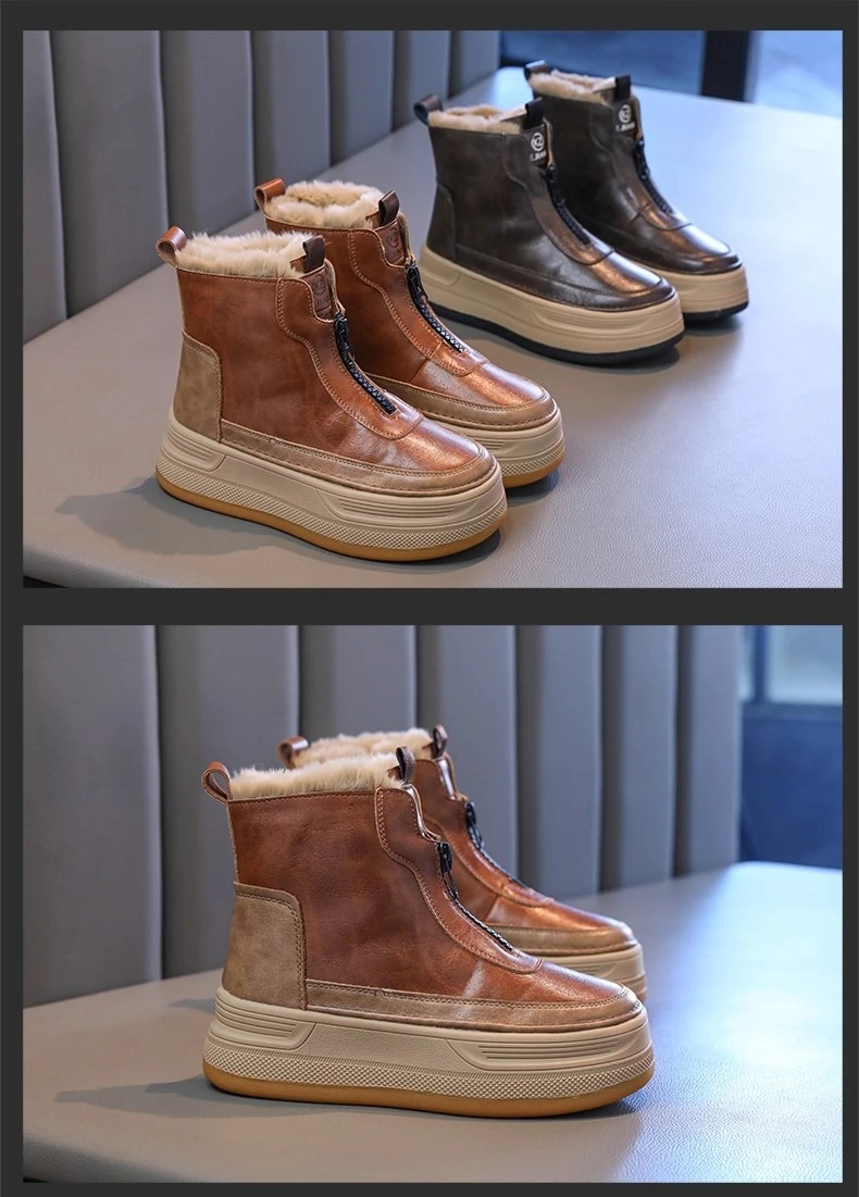 Kids Short Boots Handsome Comfortable Fur Children Fashion Boots Soft Bottom 2026 Brand New Boys Girls Ankle Boots Front Zipper