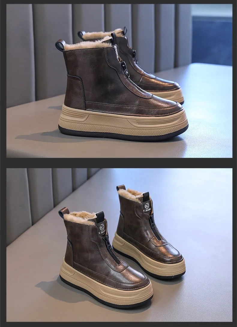 Kids Short Boots Handsome Comfortable Fur Children Fashion Boots Soft Bottom 2026 Brand New Boys Girls Ankle Boots Front Zipper