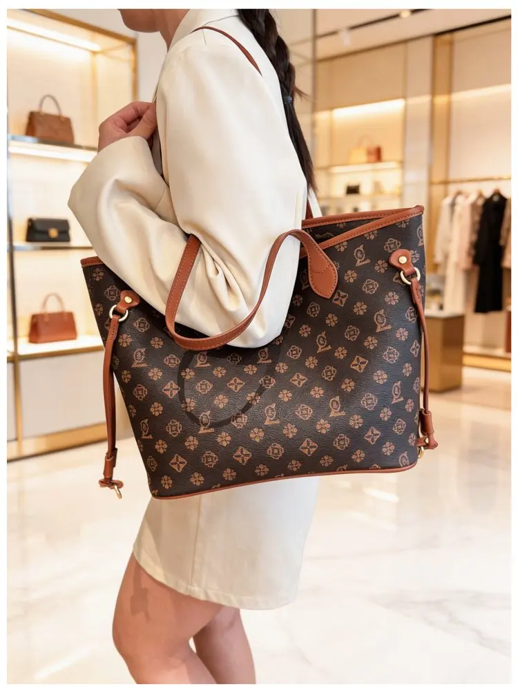 Luxury Vintage Diaper Bag High-End Elegant Shoulder Purse Unique Business Satchel Trendy Letter Logo Messenger For Women