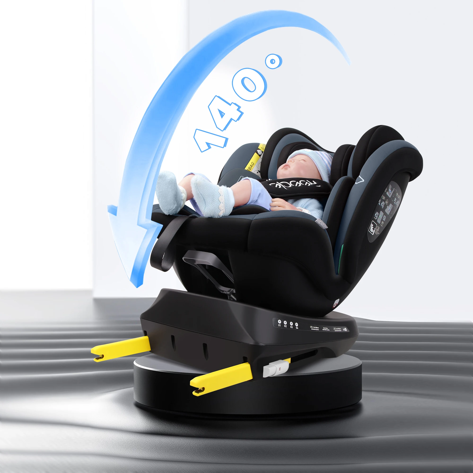 Reecle I-Size 360 Swivel Baby Car Seat, 40-150cm (0-12 Years), Compatible with ISOFIX