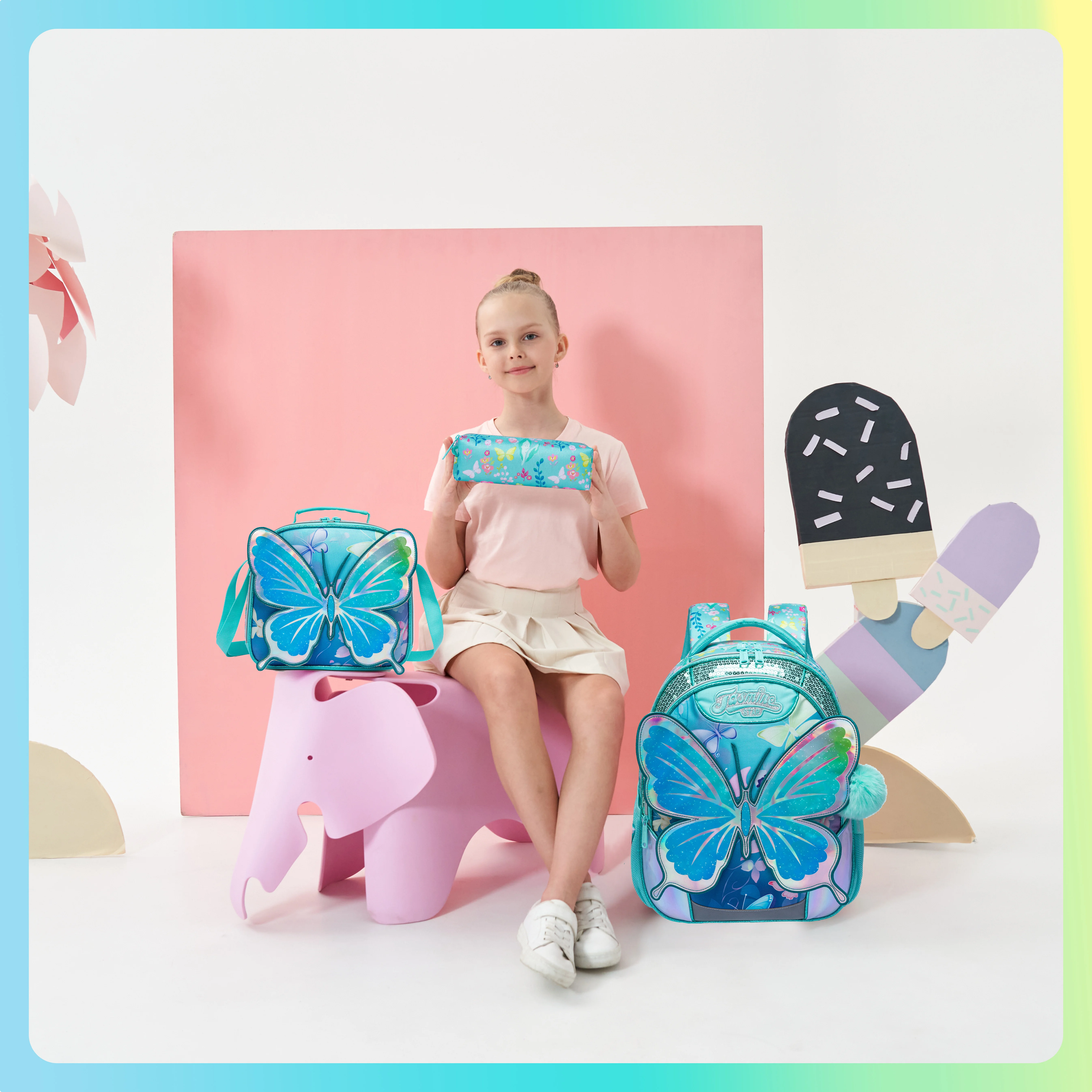 Backpack for Girls 16" Backpacks for Girls for School Sequin Backpack with Lunch Box for Elementary Students