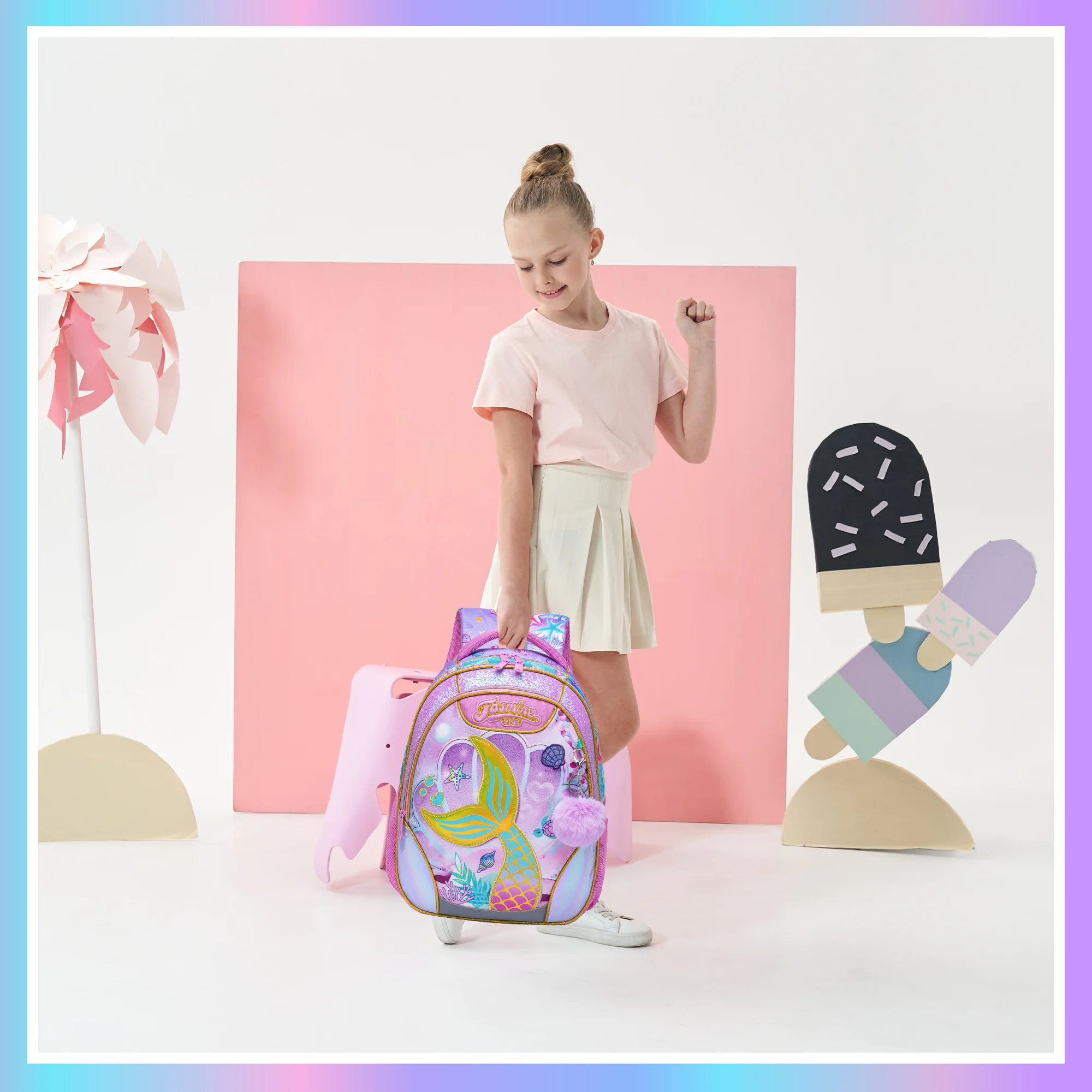 Backpack for Girls 16" Backpacks for Girls for School Sequin Backpack with Lunch Box for Elementary Students