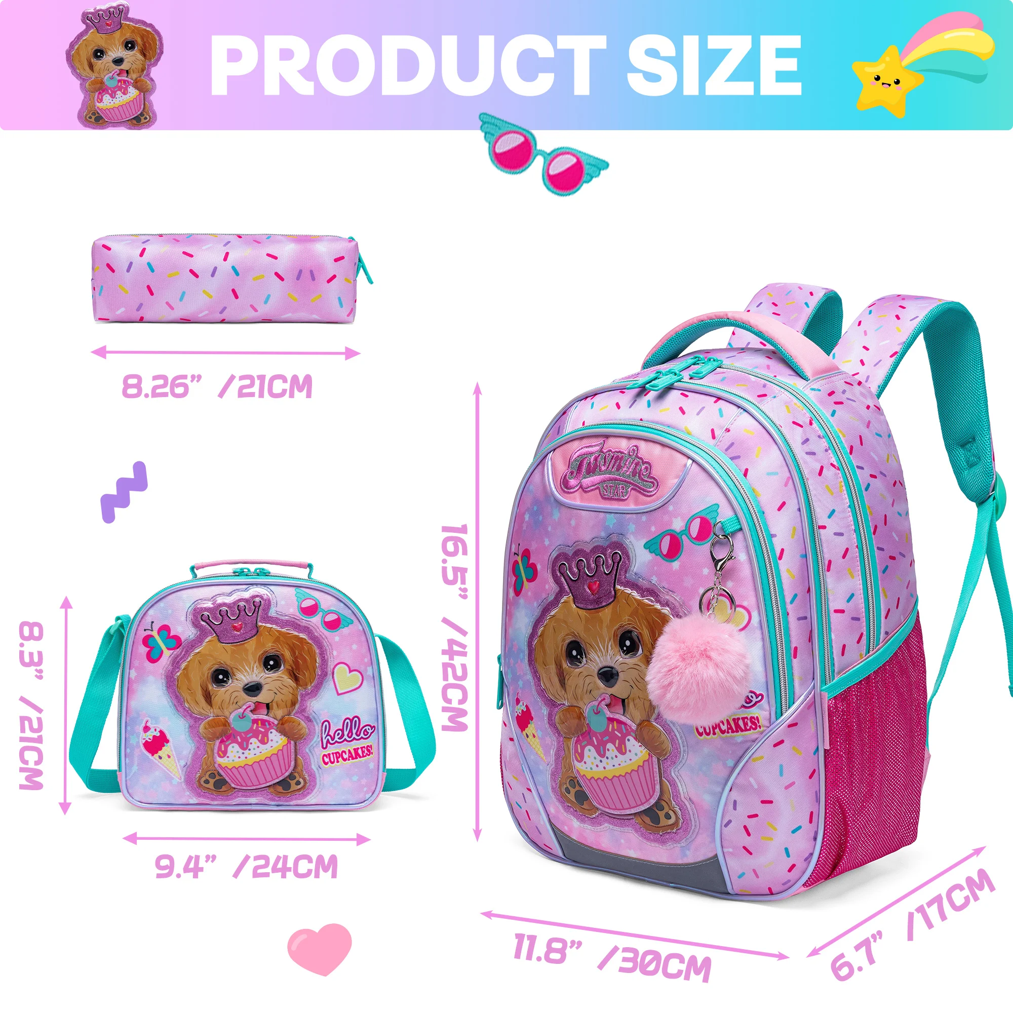 Backpack for Girls 16" Backpacks for Girls for School Sequin Backpack with Lunch Box for Elementary Students