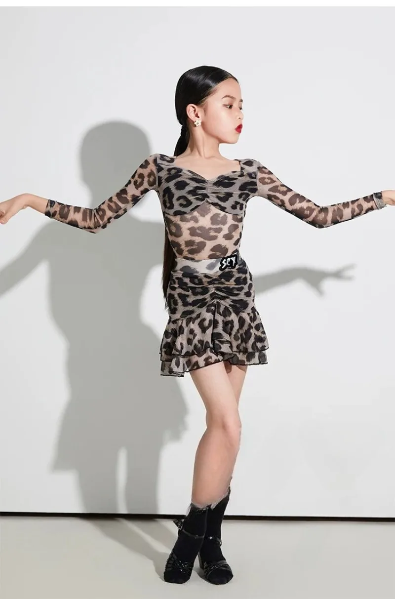 Latin Dance Outfit Leopard Print High End Texture 2026 New Professional Training Competition Stretch Ballroom Practice Dance Set