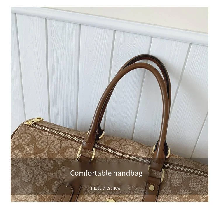 Classic Vintage Monogram Travel Duffle Bag, Trendy Versatile Overnight Weekender Bag with Top Handles & Adjustable Strap