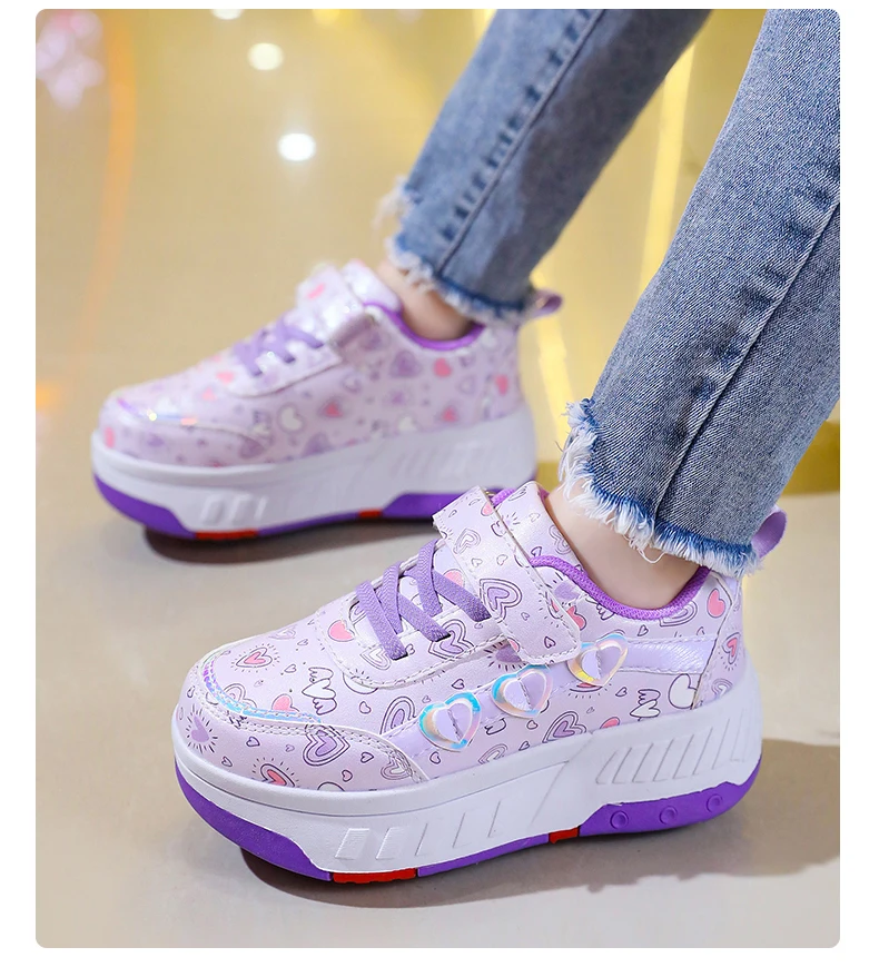 Roller Skate Shoes Kids Sneakers With Wheels Children Roller Skates Fashion Outdoor Sports Shoes Girls Boys Gifts Breathable New