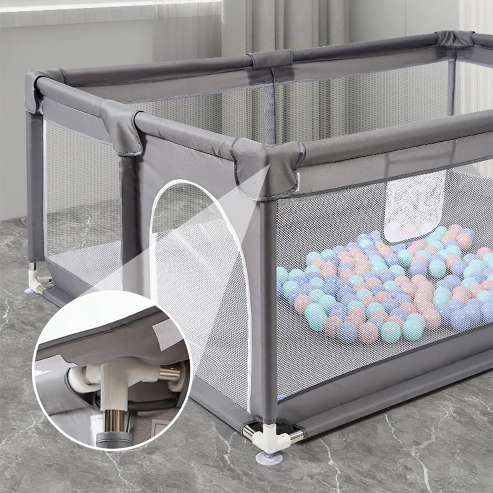 Baby Playpen Large Kids Safety Fence Indoor Toddler Activity Center Breathable Mesh Baby Crawling Play Yard