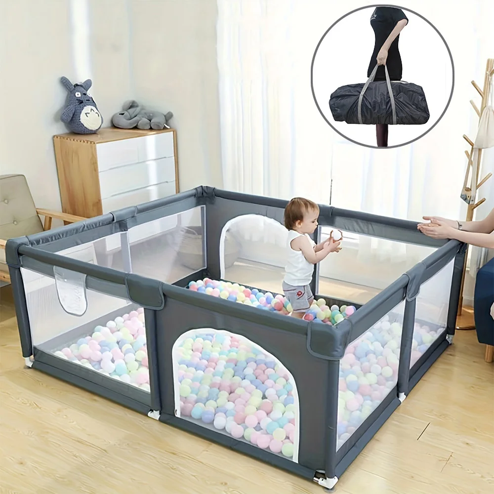 Baby Playpen Large Kids Safety Fence Indoor Toddler Activity Center Breathable Mesh Baby Crawling Play Yard
